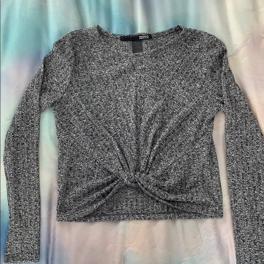 Heathered long sleeve crop top